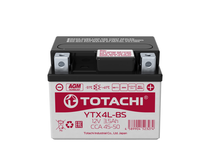 Японский мото аккумулятор Totachi Moto YTX4L-BS 3.5 А/ч купить в Воронеже