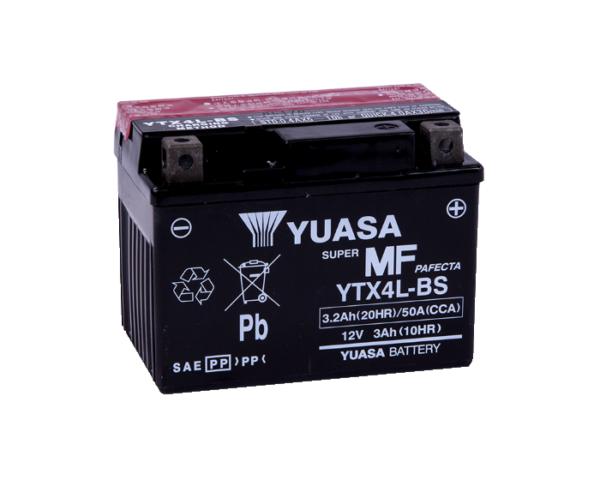 Японский мото аккумулятор Yuasa YTX4L-BS AGM 3.2 А/ч купить в Воронеже