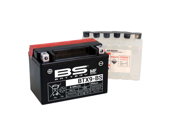 Мото аккумулятор BS Battery BTX9-BS (YTX9-BS) AGM 8.4 А/ч в Воронеже купить
