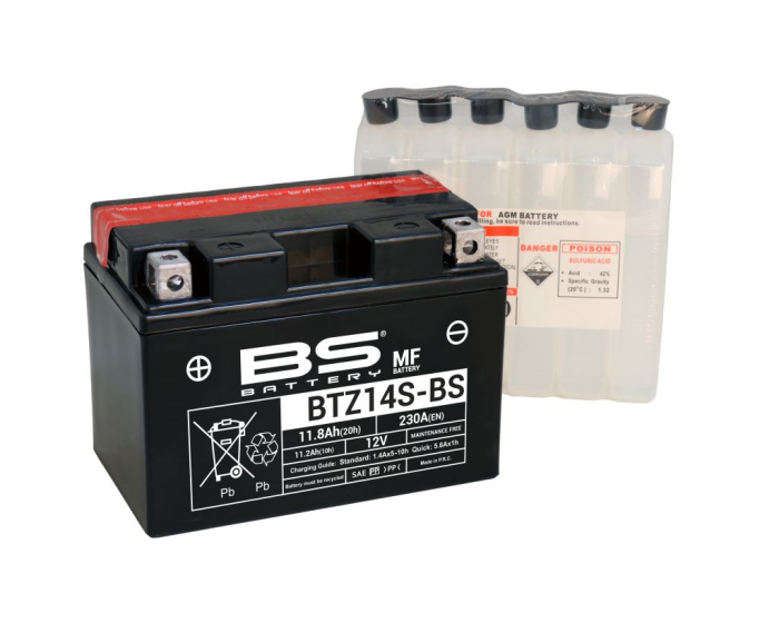Мото аккумулятор BS Battery BTZ14S-BS (YTZ14S) AGM 11.8 А/ч в Воронеже купить в наличии